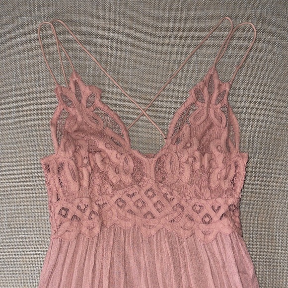 Free People Black Adella Lace Dress in Rose color size Small. Asymmetric hem - Picture 5 of 16